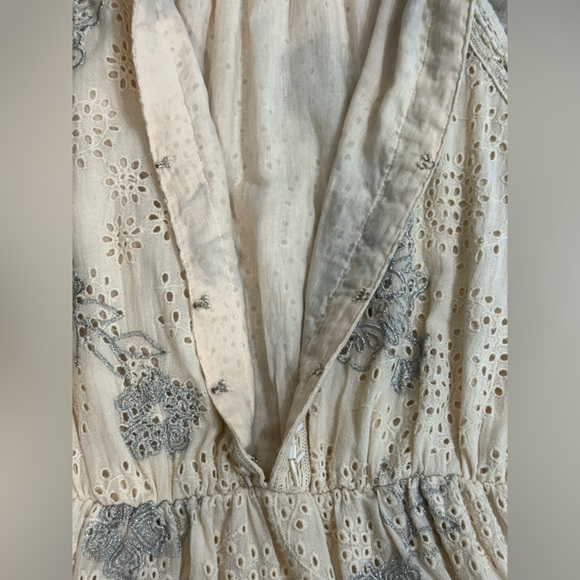 Women’s ANTHROPOLOGIE LOVE SAM Eyelet Embroidered cream midi dress- Size Medium - Picture 9 of 11